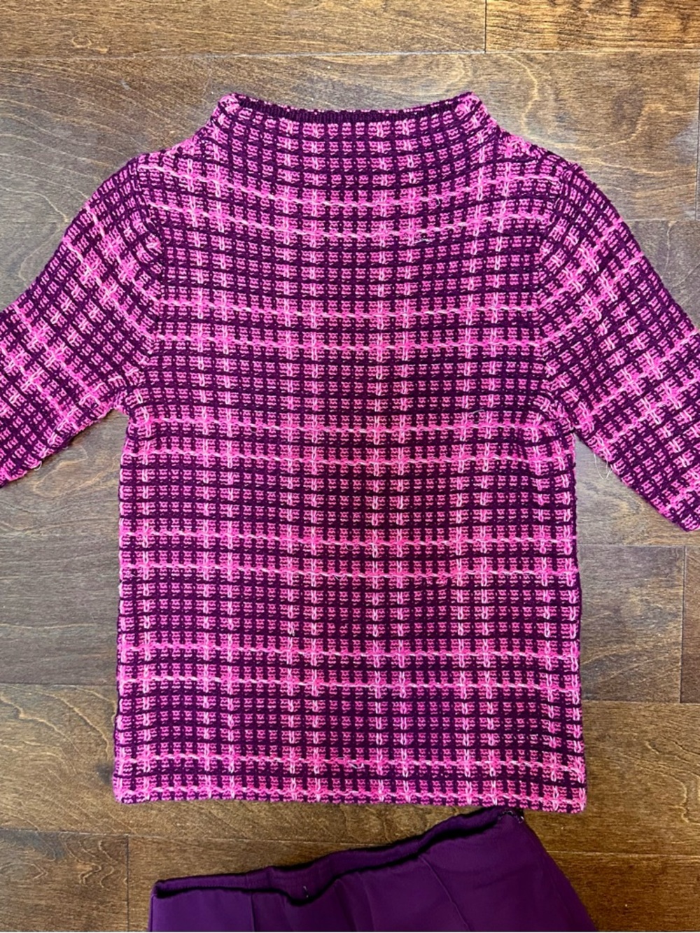Pink and Burgundy Checked Knit Top